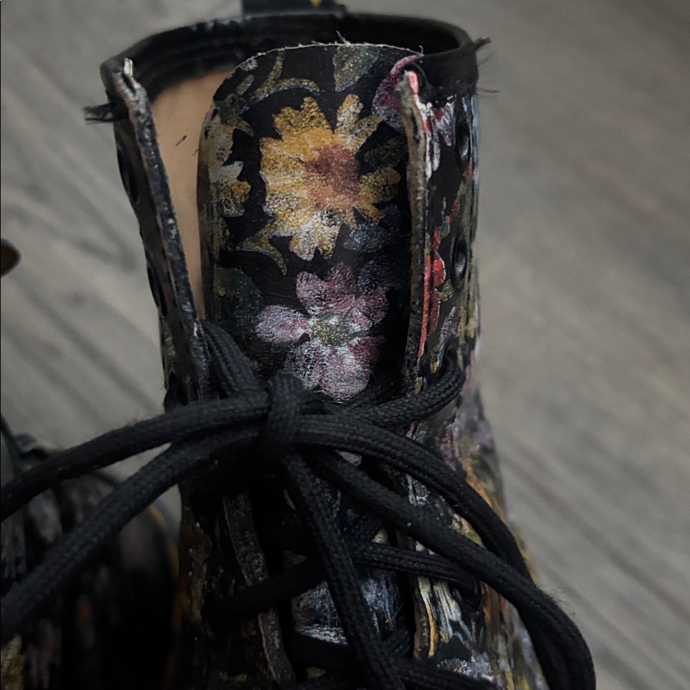 Dr. Martens Black Floral Combat Boots - Picture 6 of 12
